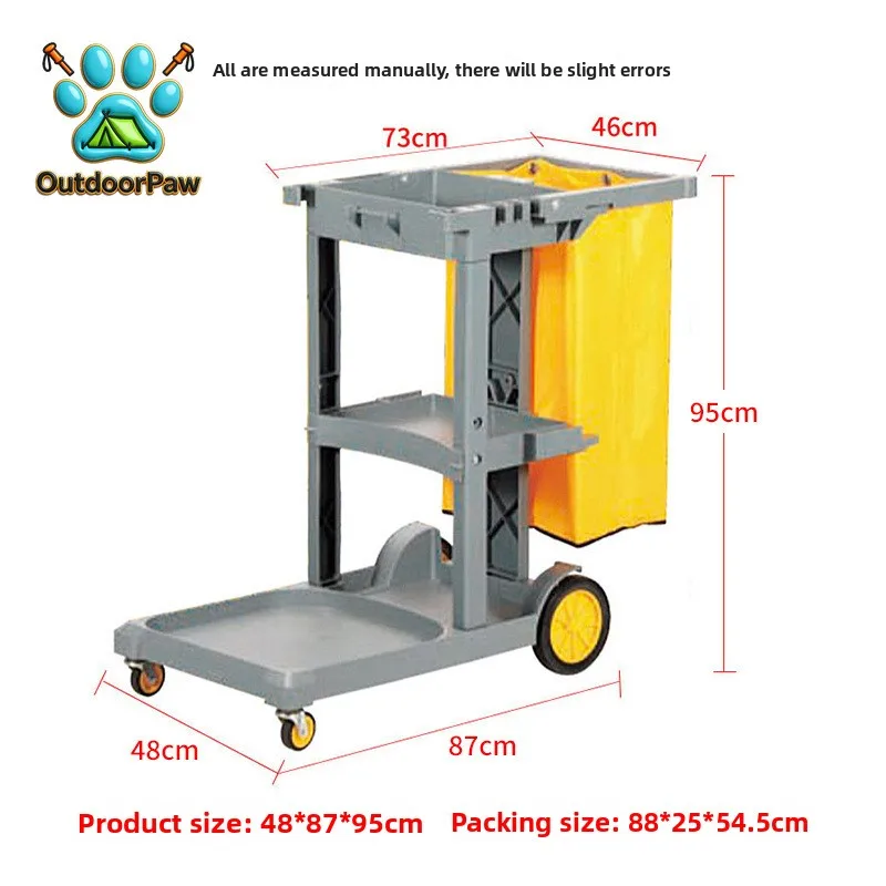 Multifunctional cleaning cart hotel cleaning cloth cart Plastic shopping mall push cleaning cart