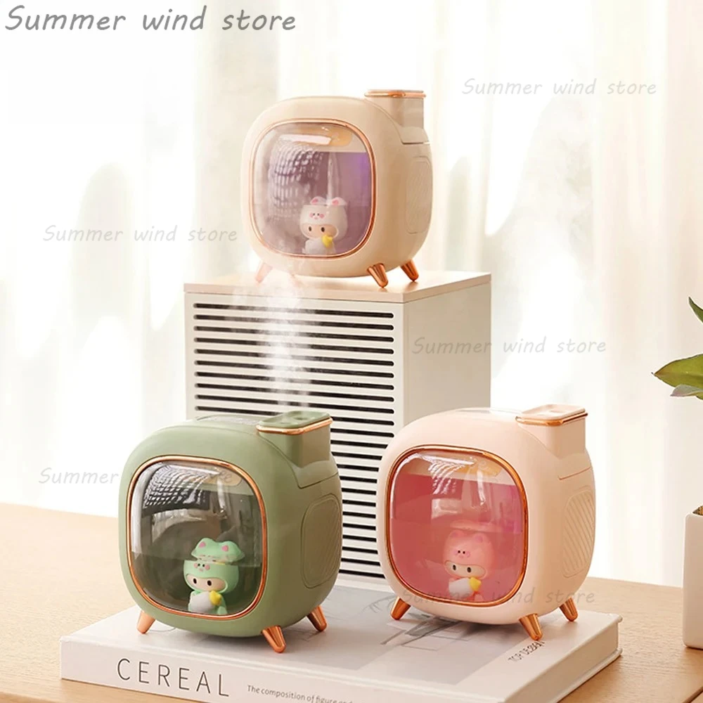 Humidificateur d'air ultrasonique poupées de dessin animé, diffuseur d'huile essentielle et d'arôme de grande capacité de 500ML, veilleuses respiratoires colorées USB