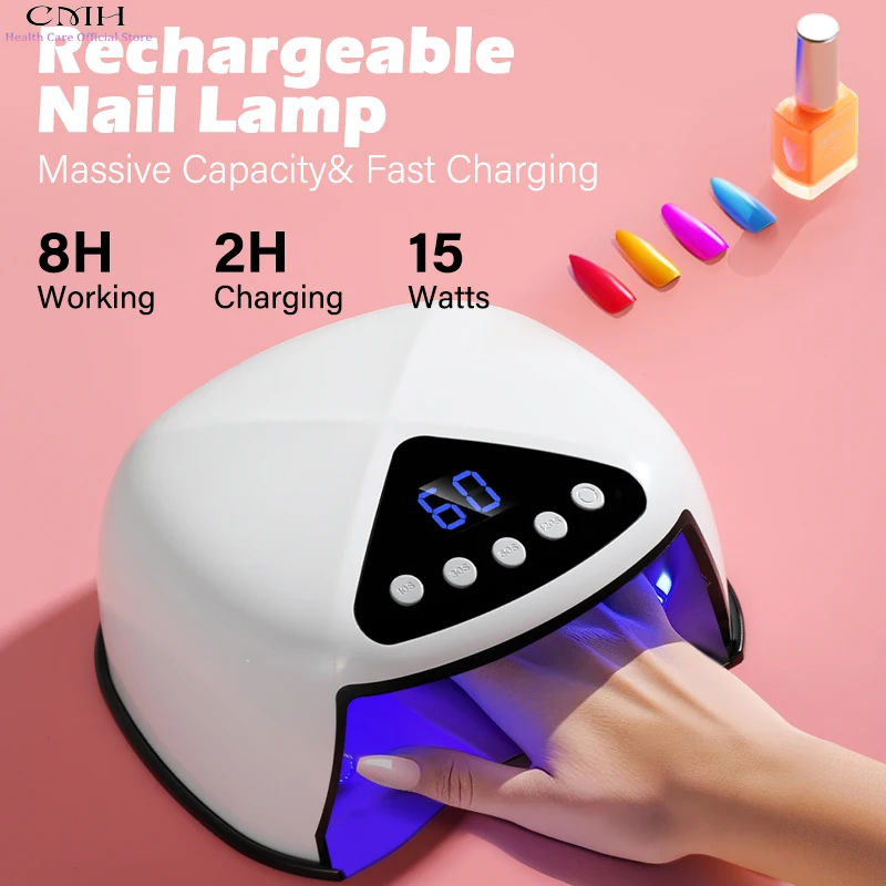 UV LED Nail Lamp 32 Beads Smart Sensor 4 Timers Removable Base Fast Charging Nail Dryer for Gel Polish Large Space Nail Art Tool
