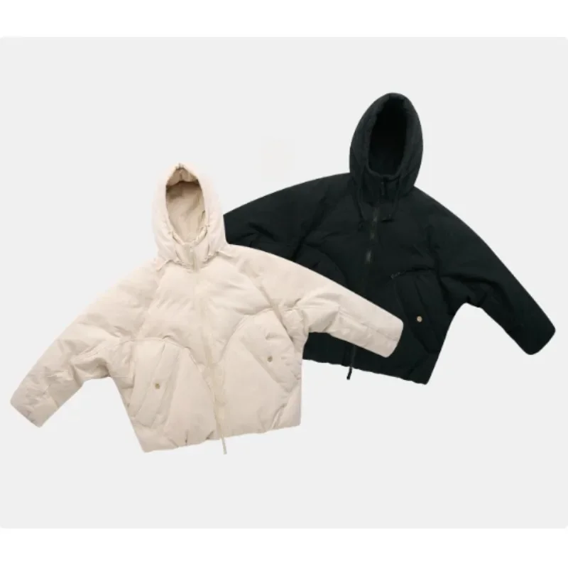 Winter neutral Japanese solid color minimalist profile tooling quilted jacket high quality thick winter hooded quilted jacket