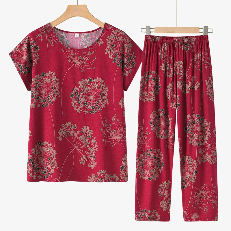 XL-5XL Plus Size Damen Pyjama Anzug neue Baumwolle Rayon Nachtwäsche Kurzarm Capri Hosen Pyjama Sets Home Pyjama Pour Femme – Detail 3