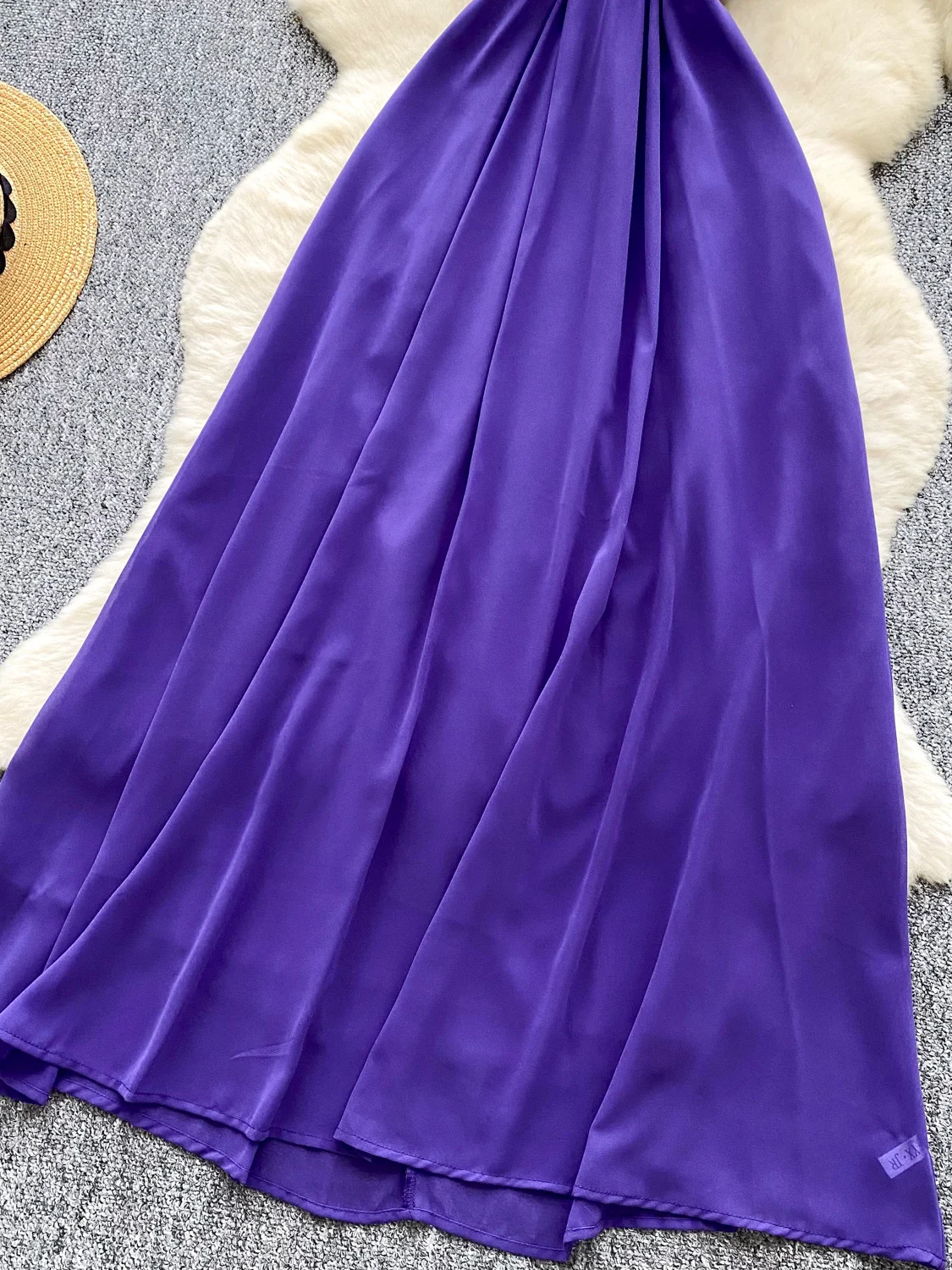 Estate Viola Dr Donna Lusso Perline Ricamate Paillettes ter Ne Strapl Vita Cinched Bal Abito Coreano Sle