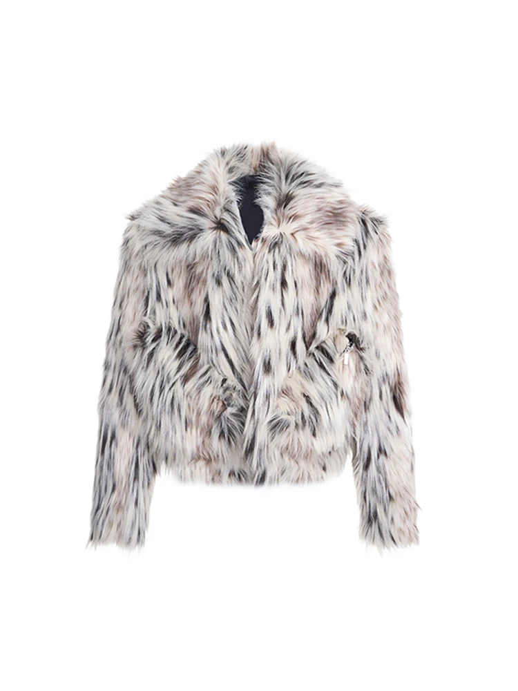 High Street Gaoding Series Leopard Print Long Fur Coat Men in Autumn and Winter Warm Fashion Short Imitation Fur Jacket