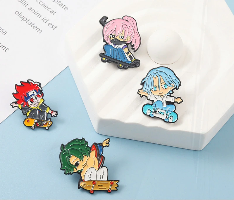 Langa MIYA Cherry Joe Pin Lapel Badge Cartoon Jewelry Gift for Anime Fans SK8 the Infinity Enamel Pins Custom SK∞ Chibi REKI