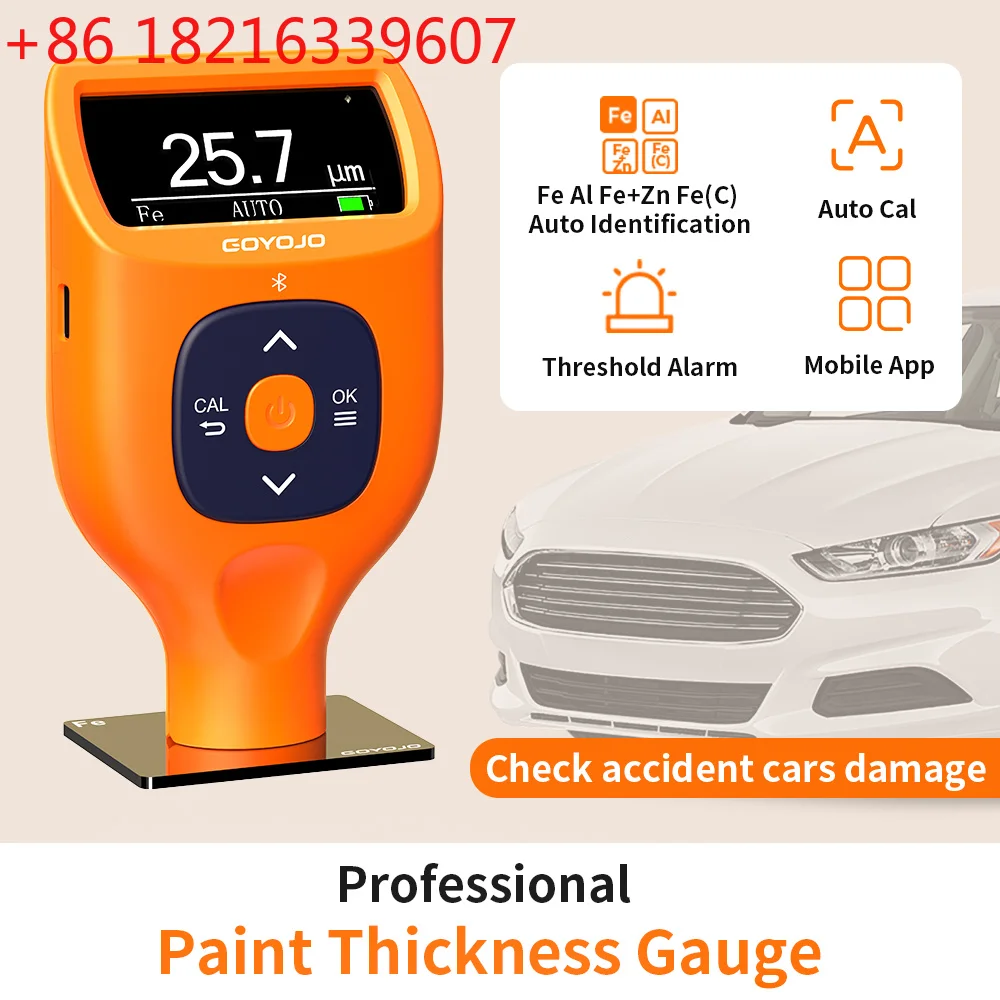 YAO Coating Thickness Gauges, Paint Depth Gauge Meter with Backlight LCD Display for Car Automotive, Limit Alarm, Software Analy