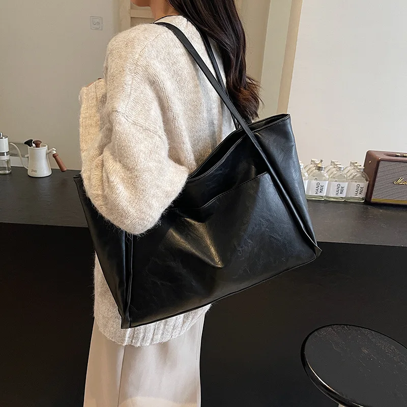 

Весенняя просторная сумка через плечо, универсальная сумка-тоут для женщин, текстурированный кошелек премиум-класса, большая вместительная дневная ночная сумка, элегантная пригородная сумка ​