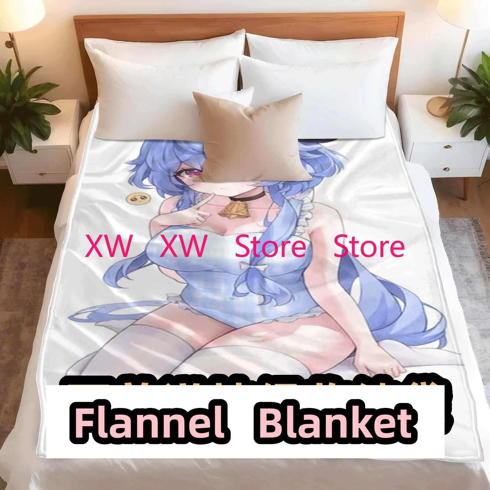 Genshin Impact Ganyu Flannel Blanket Suitable for Home Bedding and School Bedding Must-Have Home Decor Blanket for Do