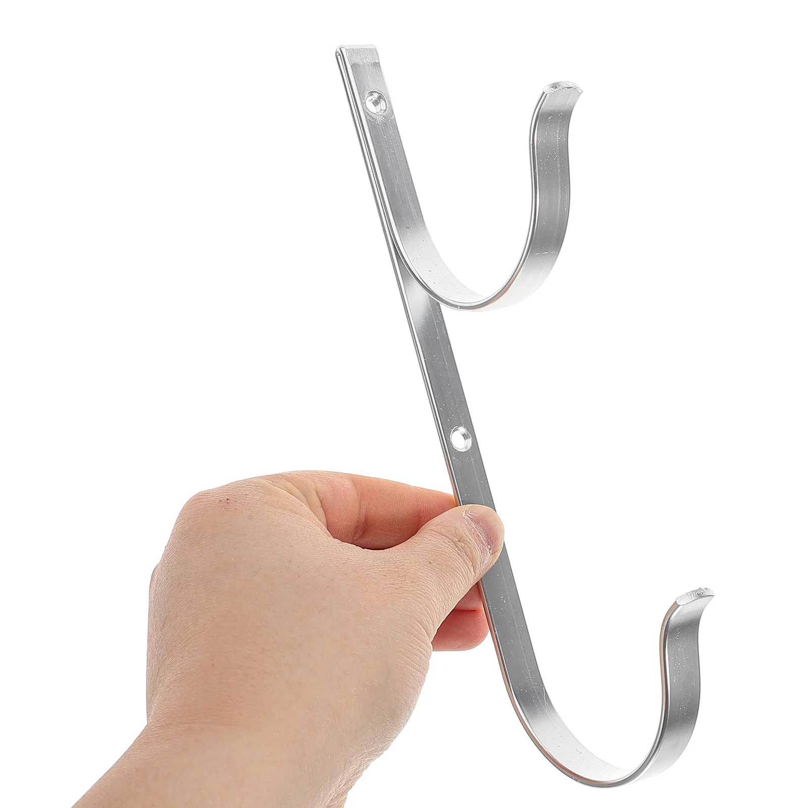

1 Pair Pool Pole Hangers Durable Aluminum Telescopic Safety Hooks Silver Space Saving Design Multifunctional Storage Solution