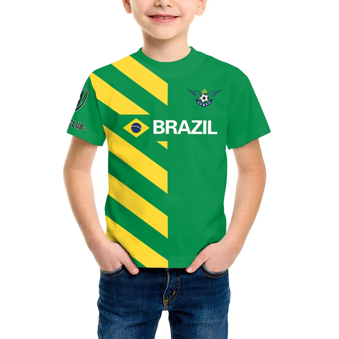 Jérsei europeu de futebol para crianças, camiseta 3D impressa de futebol, tops de manga curta, traje cosplay, tops de festa, verão