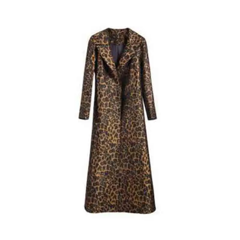 Modische Temperament Leoparden mantel Damen Herbst und Winter neue Gürtel koreanische Version lose über dem Knie lange Wind jacke Mantel