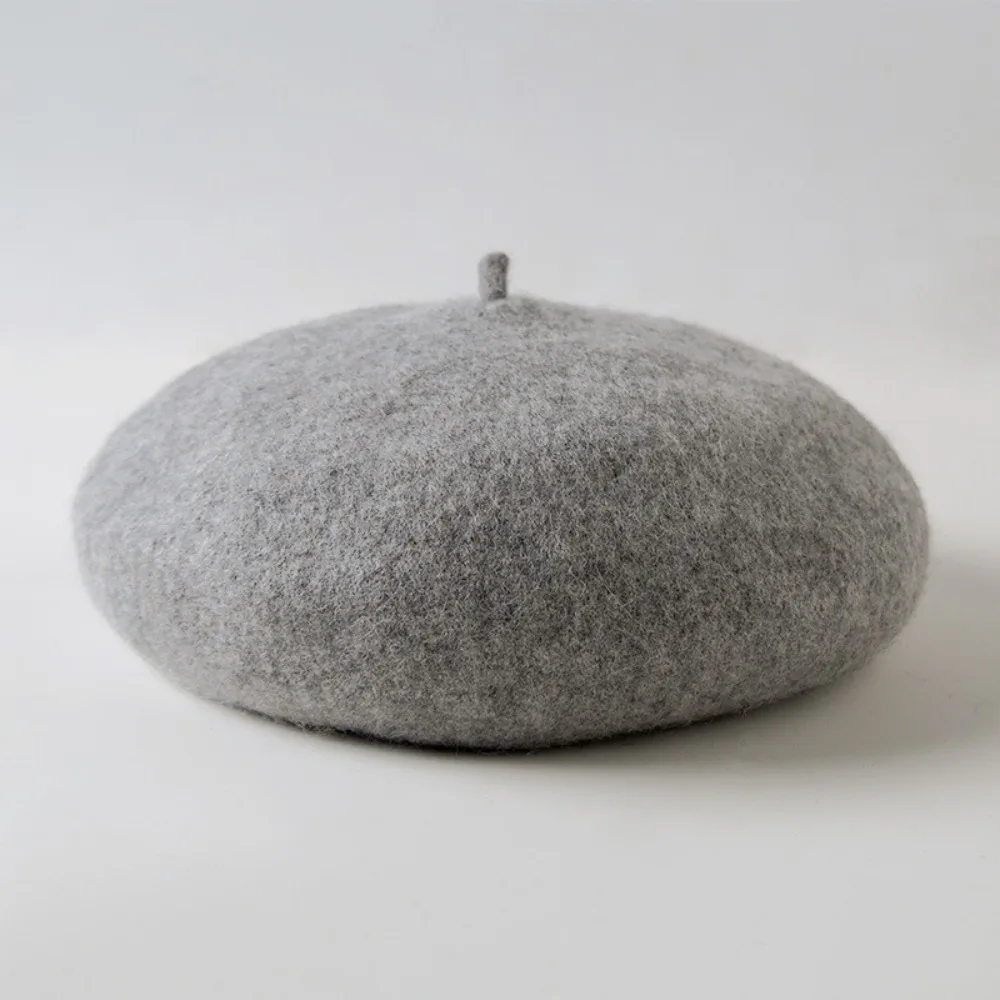

Элегантный женский шерстяной берет, теплая эластичная шапка художника, однотонная милая британская шапка-бини, осенняя шапка