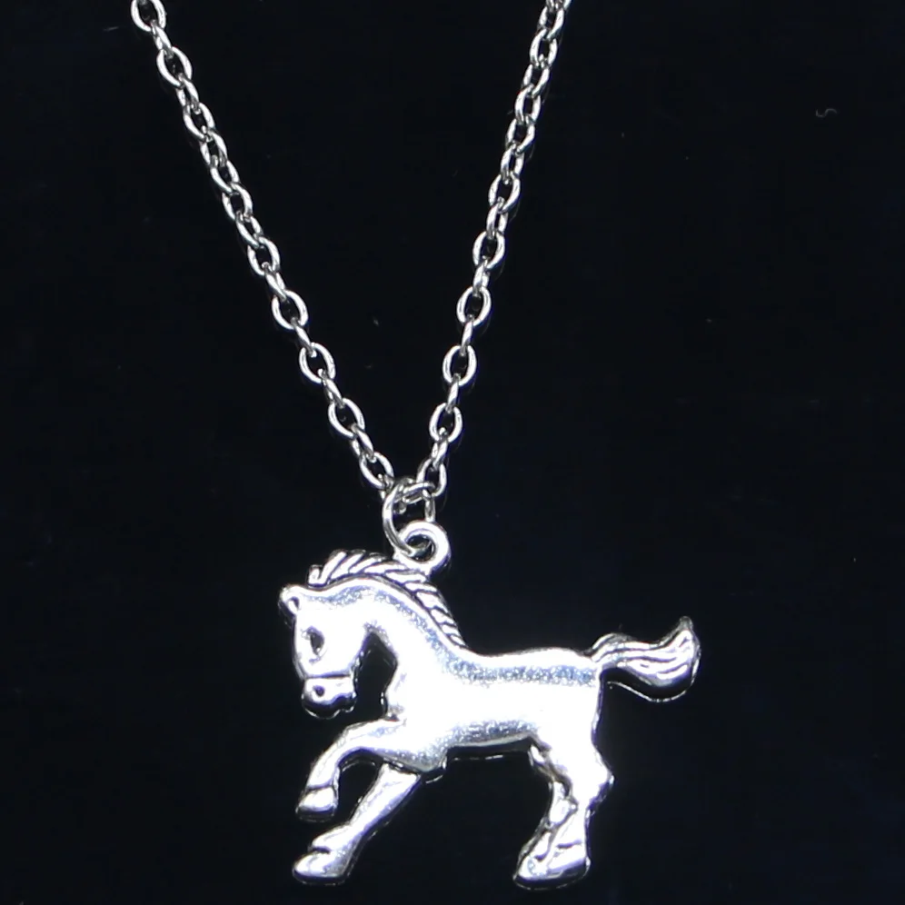 20pcs New Fashion Necklace 23x25mm horse steed Pendants Short Long Women Men Colar Gift Jewelry Choker