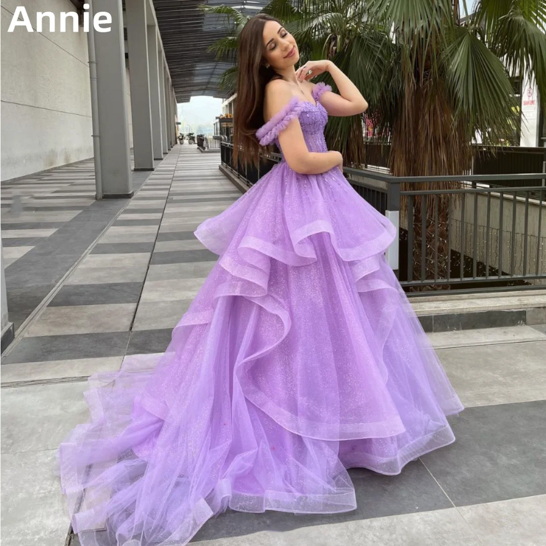 

Annie Purple Prom Dress Glitter Tulle Princess Evening Dresses Wedding Dress Formal Occasions Dresses Vestidos De Noche2024