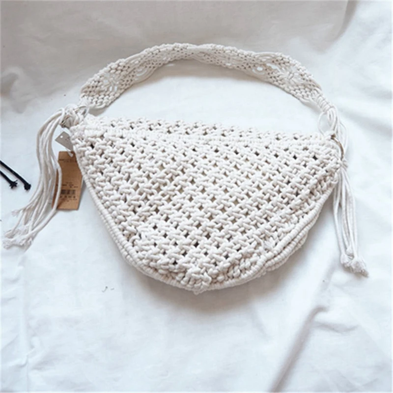 NEW-3X Japanese Straw Bag Portable Rattan Weave Bag Fashion All-Matching Woven Bag Waist Bag Chest Bag B