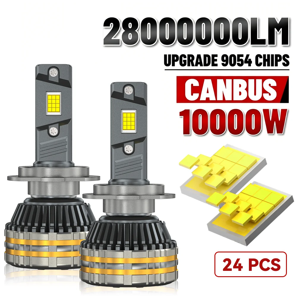 

10000W H7 H4 H11 H1 9005 HB3 9006 HB4 9012 HIR2 LED Headlight Bulbs 28000000LM Super Bright 6000K CANbus Turbo Car Light 12V 24V