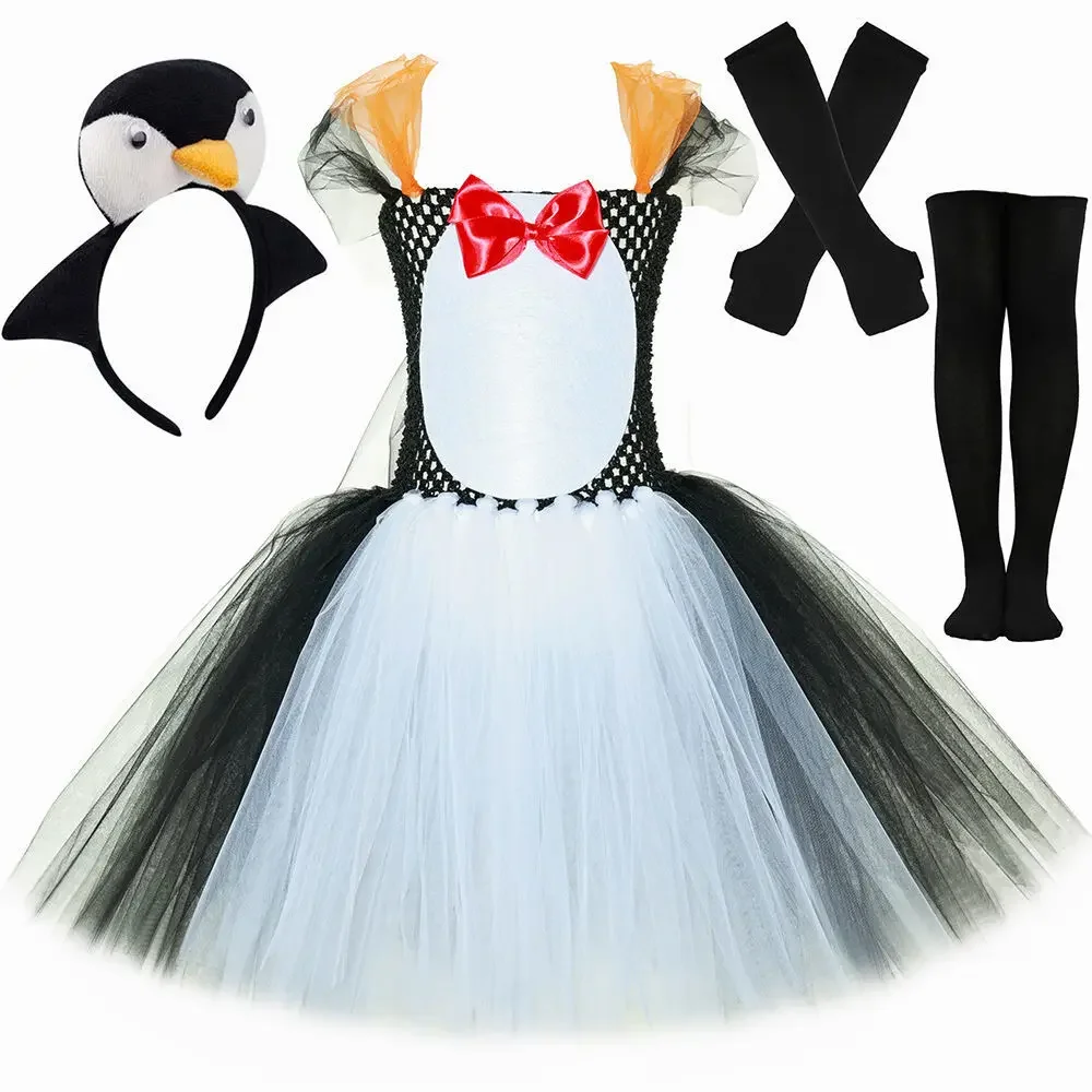 

Baby Girls Black White Penguins Costumes for Kids Toddler Birthday Party Ballet Tutus Dress Outfits Children Halloween Costumes