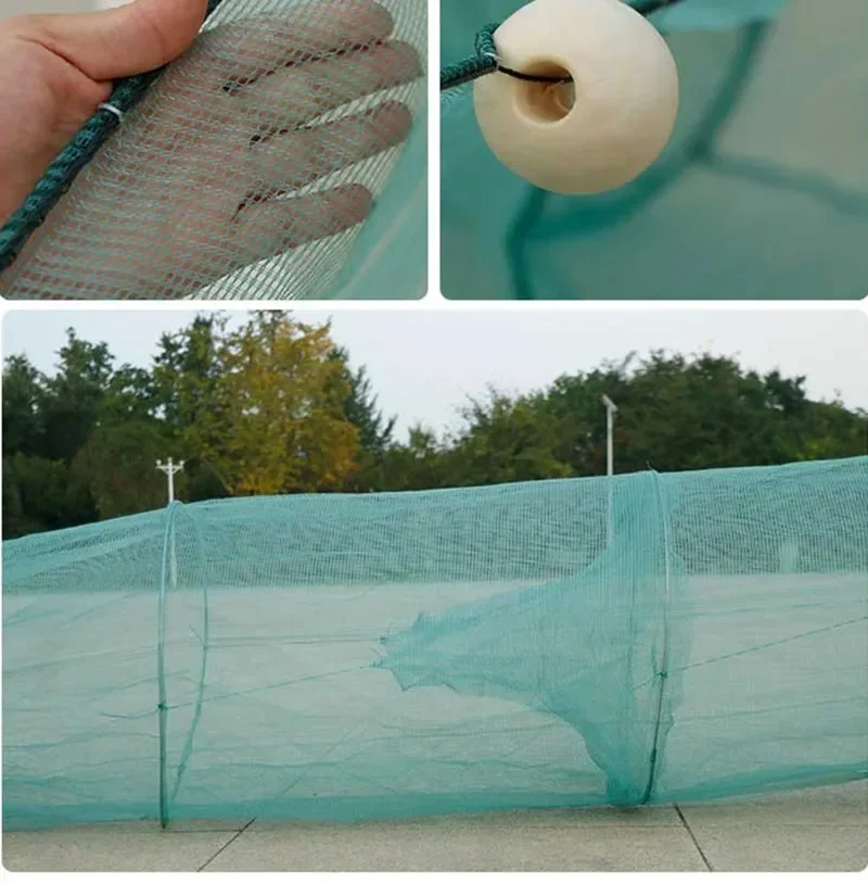 Lawaia Shrimp Cage with Iron Chain Fishing Trap Net Folding Fishing Cage Foam Float  2M/3M Small Mesh