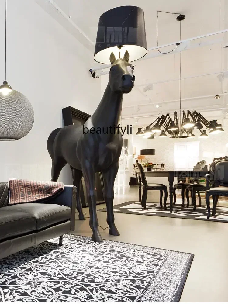 Nordic Style Home Decoration Sculpture Horse Floor Lamp Hotel Office Light Luxury Crafts Ornaments