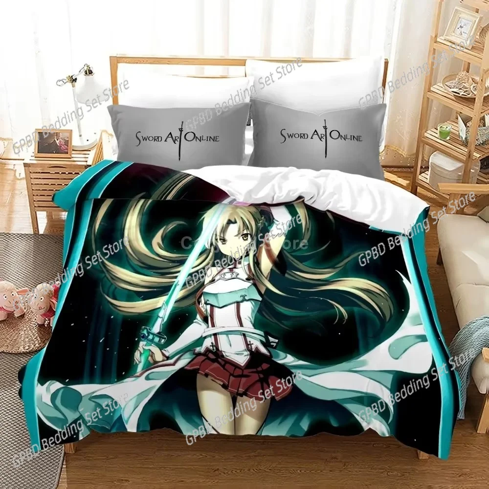 

Anime Sword Art Online Bedding Set Kirito 3d Duvet Cover Twin Queen King Single Size Fashion Luxury Bedroom Decor Kids Gift