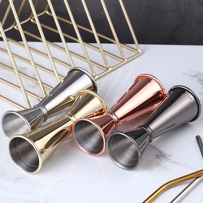 Stainless Steel Japanese Design Double-headed Mixing Cup Ounce Jiger Cocktail Bar Gadget with Scale Cup Device for Home Bar