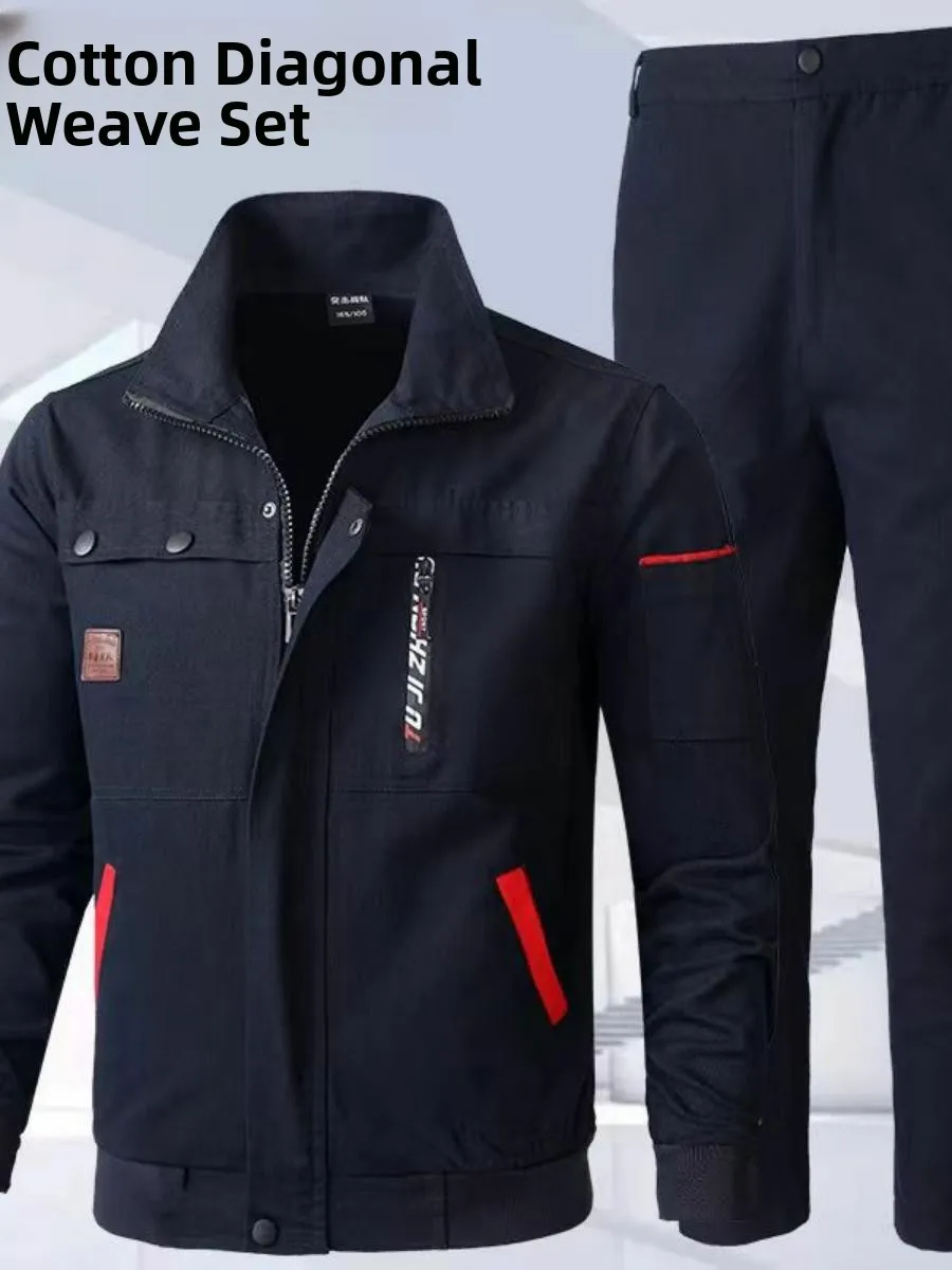 

Мужской демисезонный хлопковый рабочий костюм с защитой от ожогов, износостойкий, для строительных работ, ремонта автомобилей, спецодежда