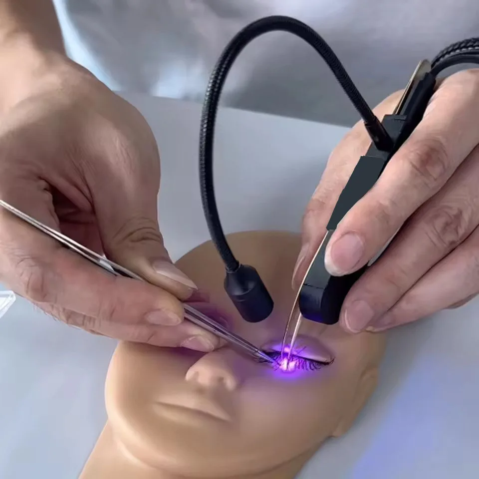 with Foot Pedals 2 in 1 Eyelash UV LED Tweezers New Single Grafting Tweezers with UV colloidal curing eyelash grafting lamp ﻿