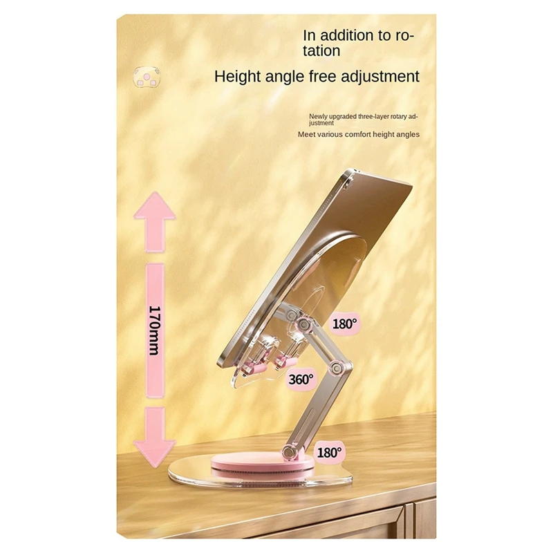 Tablet Bracket Holder Adjustable Folding Stand Transparent Acrylic Tablet Desktop Support Durable Black