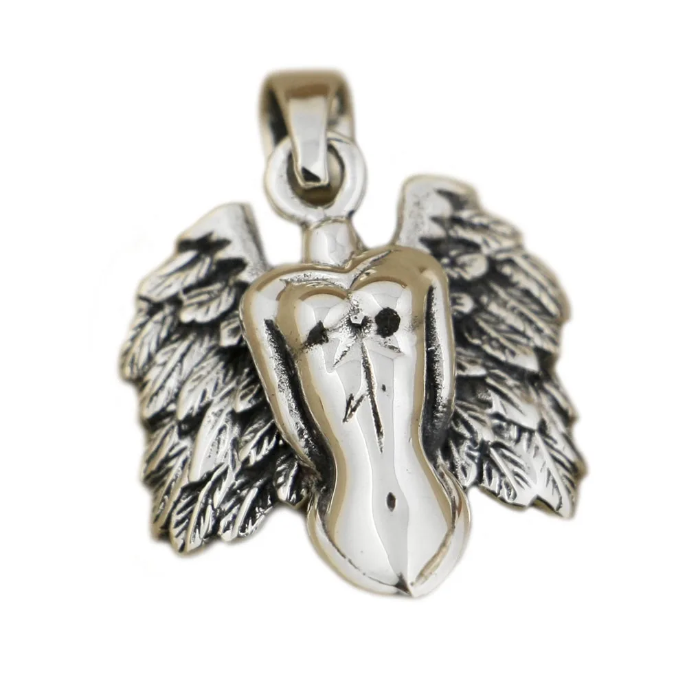 

925 Sterling Silver Naked Angel Wing Charm Pendant 9S015