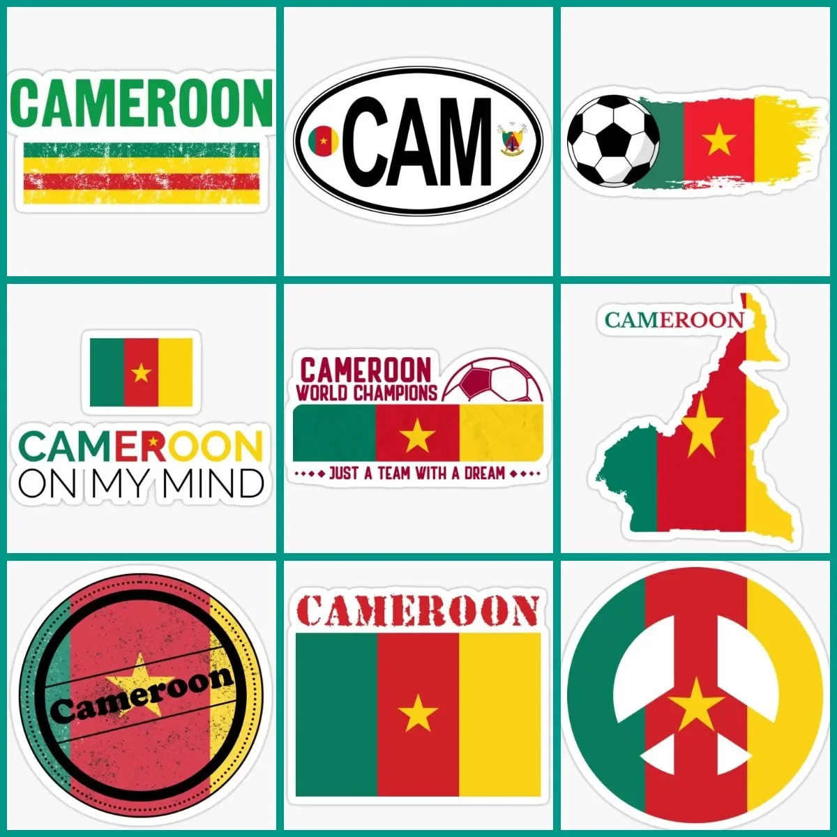 

Creative Cameroonian Flag Map Football Stickers Bicycle Car Moto Accessories Truck Door Wall Van Glass Helmet Racing PVC Decal