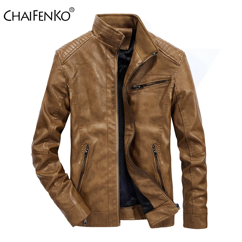 Winter Man Leisure Leather Clothing Cultivate Oneself Simplicity Fleece Thickening Jackets New Stand Collar Keep Warm Coats Man