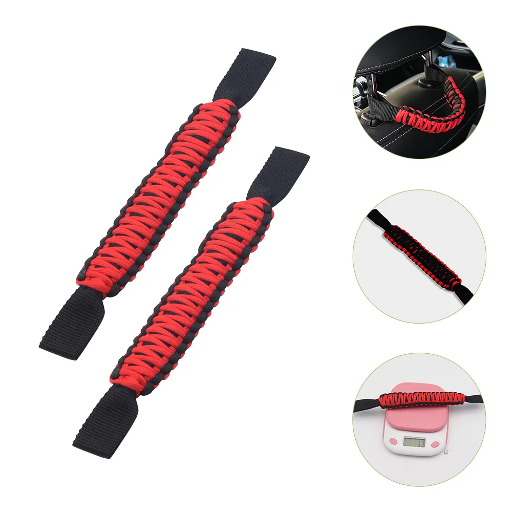 

2 Pcs Car Headrest Handle Seat Mount Grab Automotive Handles Passenger Grip Red