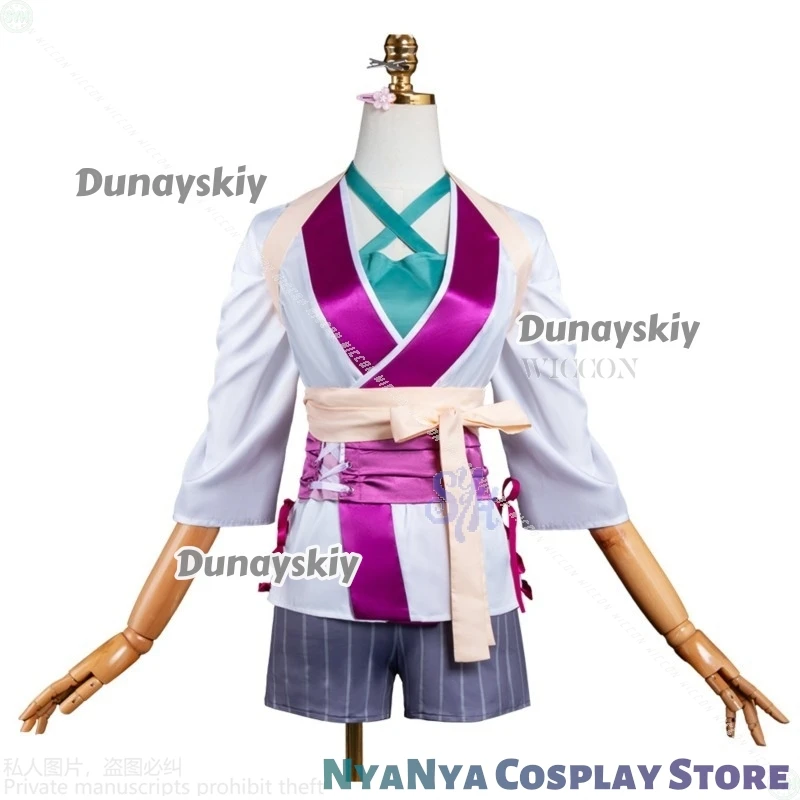 Hitachi Mako Cosplay Galgame Senren*Banka Anime disfraz Sexy Short Japanese Kimono Pants Lovely Kawaii Loli Wigs Halloween Party