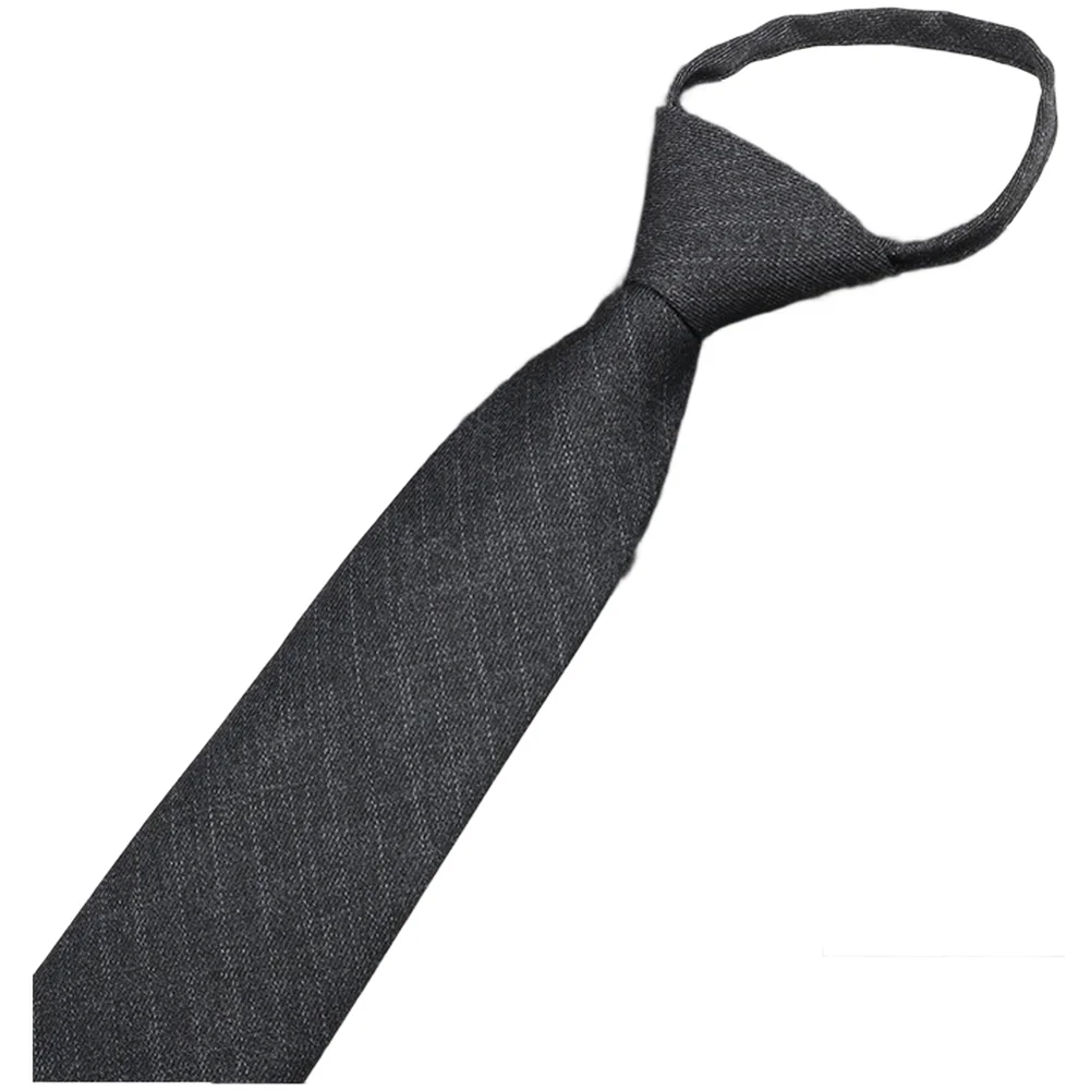 Men\\\'s Pre-Tied Zipper Necktie in Classic Striped Pattern for Formal Wear Wedding Business Cotton Tie Black Blue 45x8cm