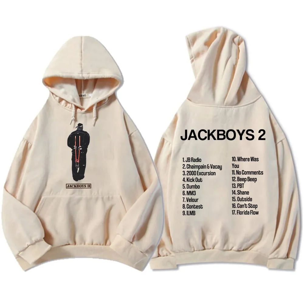 Fashion Men Hoodies Album JACKBOYS II Printing Sweatshirt Casual Long Sleeve Hooded Pullovers Grunge Hip Hop Streetwear Men Tops