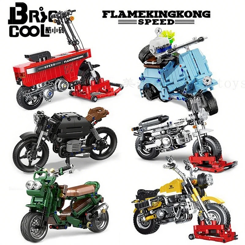 

Конструктор DECOOL: Винтажный мотоцикл Monkey 125 Cafe Racer, миниатюрный электрический мотоцикл-донки, игрушки-кирпичики для мальчиков, подарки