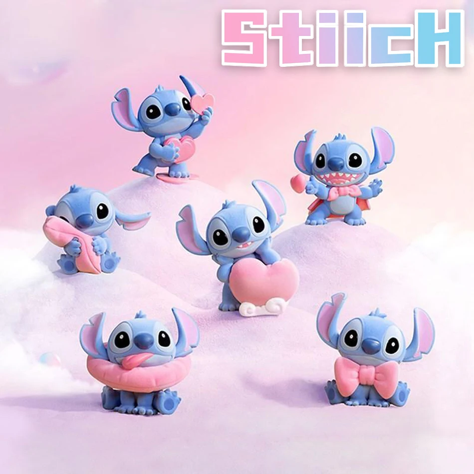 6 unids/set nuevo Stitch serie rosa dulce figura de acción de punto lindo muñeca de PVC juguete decoración de escritorio juguetes coleccionables novia juguetes regalos