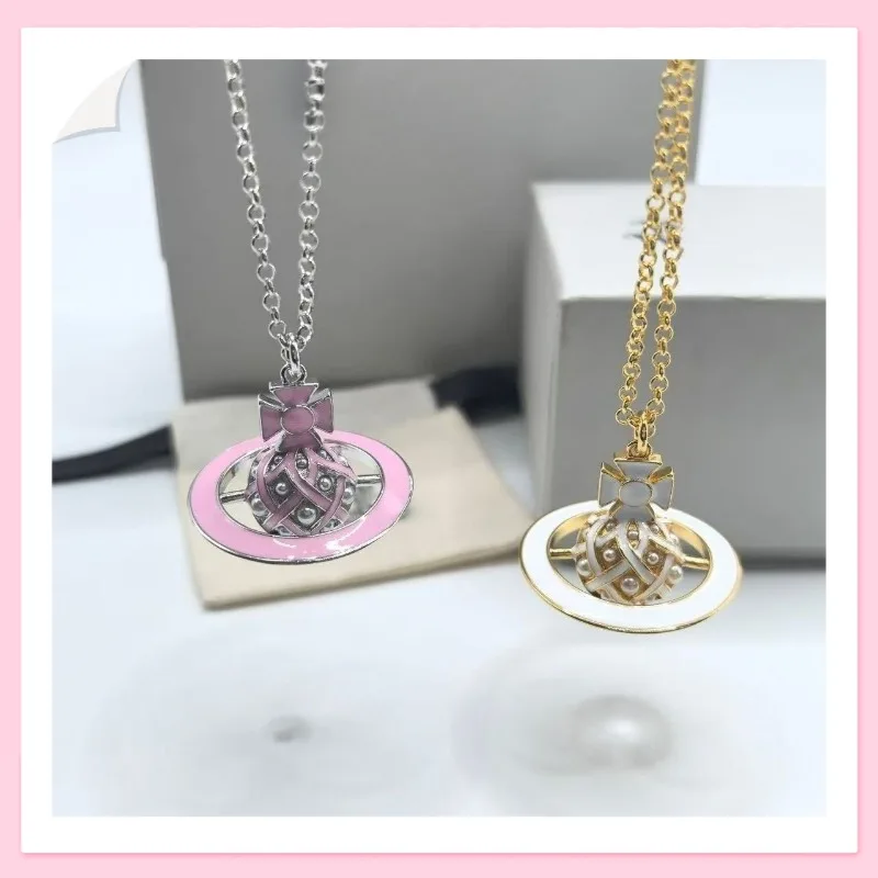 

Ожерелье с эмалевым покрытием и плетеным кулоном в виде Сатурна, женская цепочка на ключицу с подвеской в виде планеты, высококачественная версия