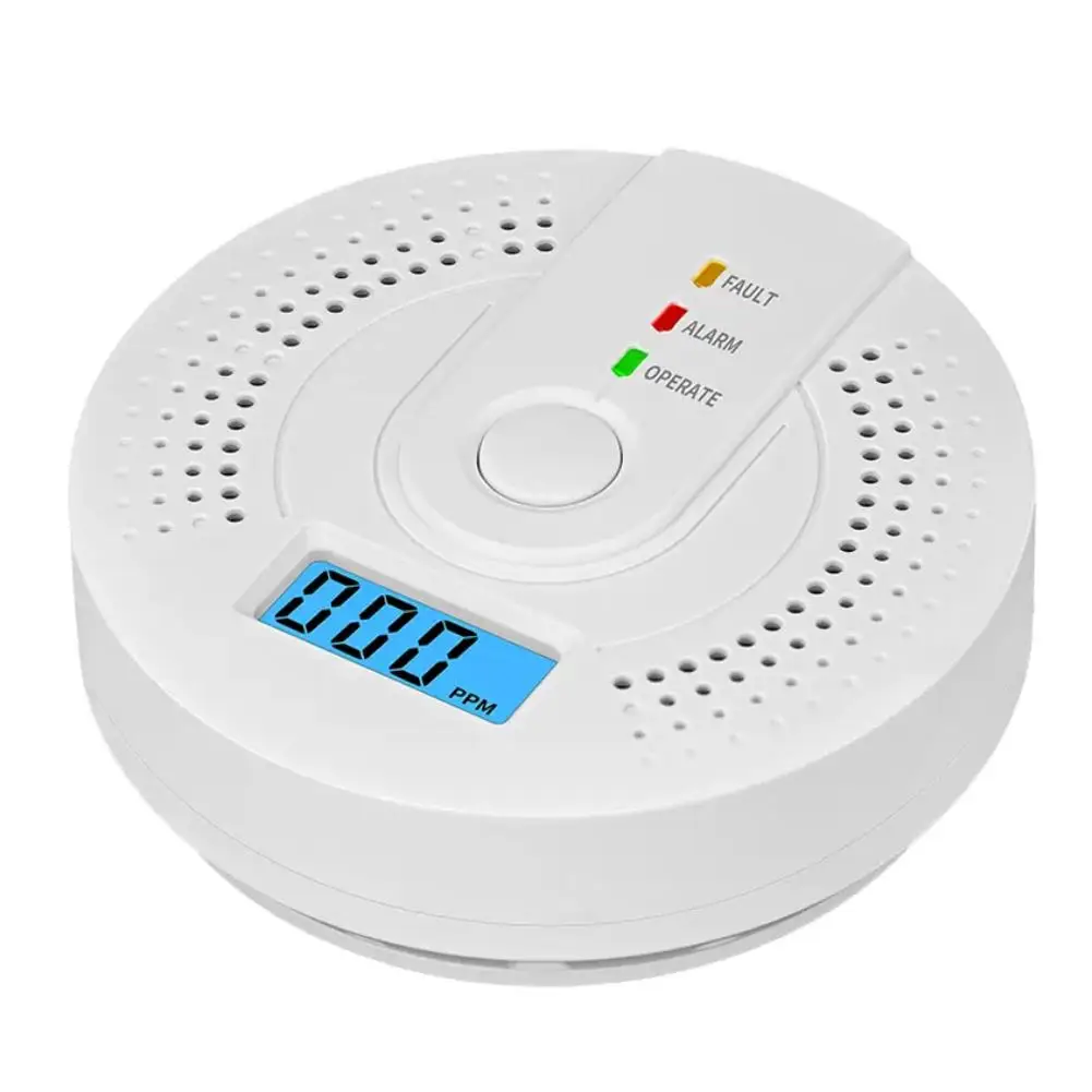 Sensor de co2 doméstico sensível, sem fio, monóxido de carbono, fumaça, gás, aviso, indicador lcd, alarme, envenenamento n0z1