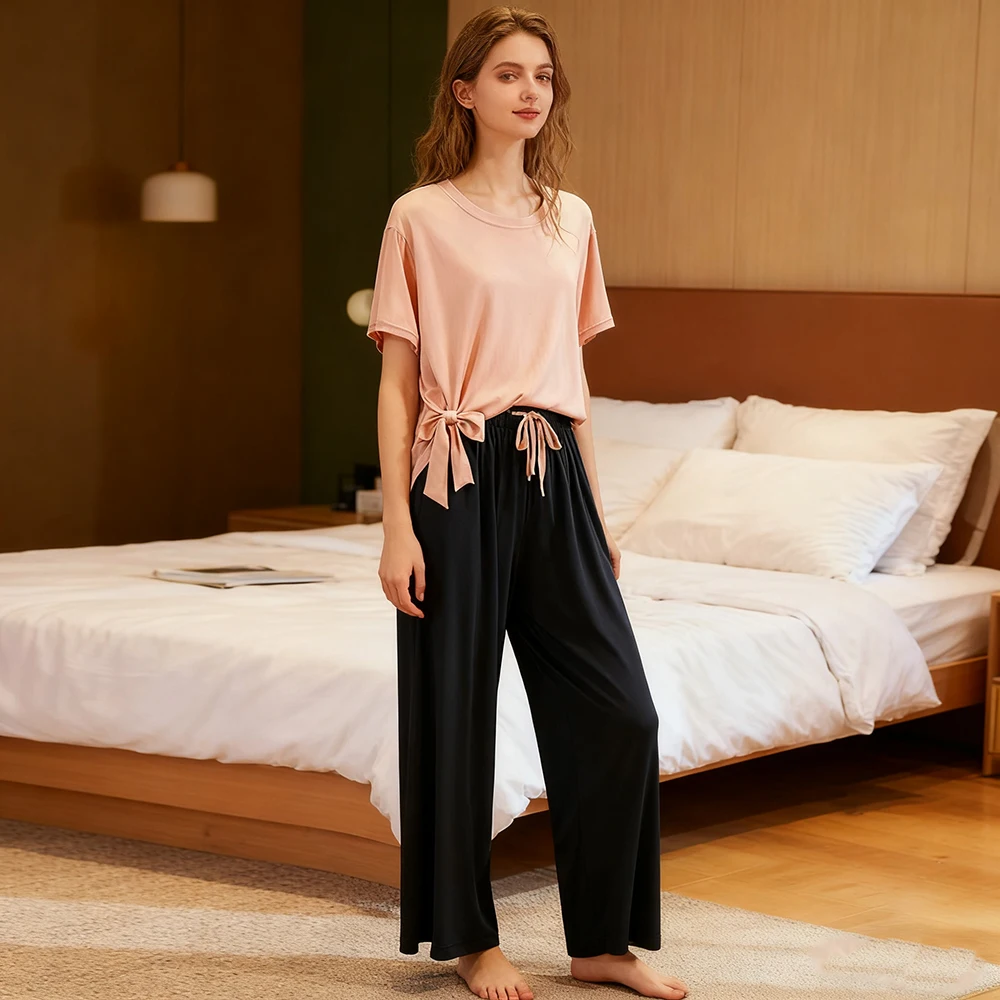 

Women's Plus Size Soft Pajama Set – 2-Piece, Elastic Waist, Casual Home Loungewear