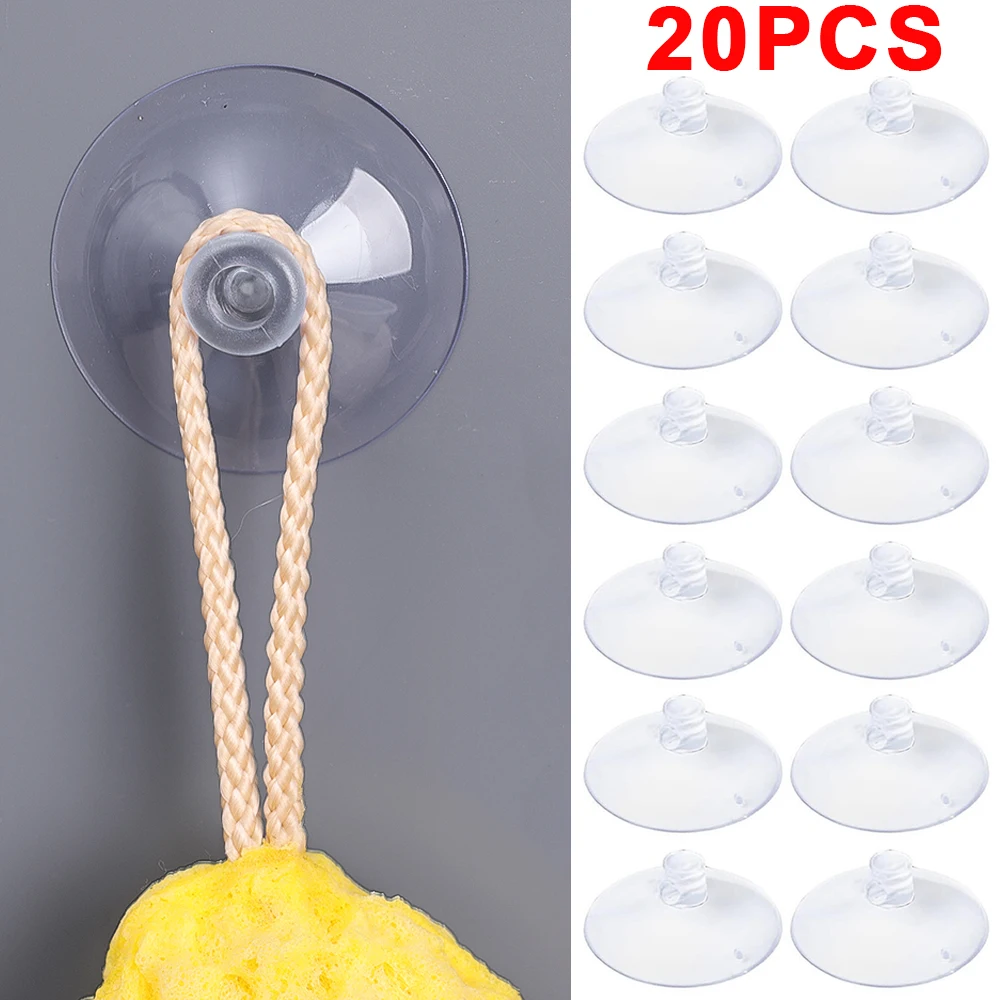 20/1Pcs Clear Suction Cup Hooks Space Saving Fixed Sucker Pads Glass Car Window Organizer Hook For Kitchen Bathroom Accessories