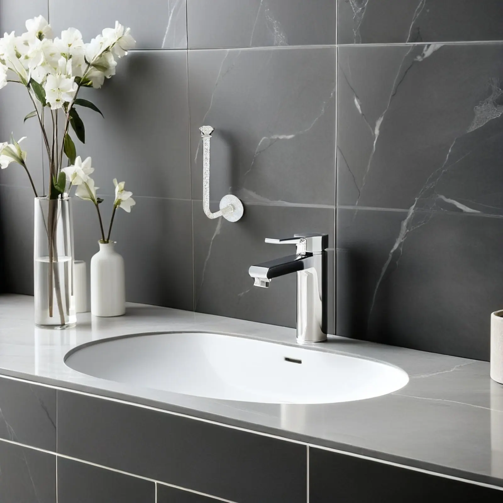 

5Pcs Safe Adhesive Scrunchie Holders Clear Glitter Acrylic Hair Accessories Organizer for Bedroom Living Room Backdrop Hair Tie