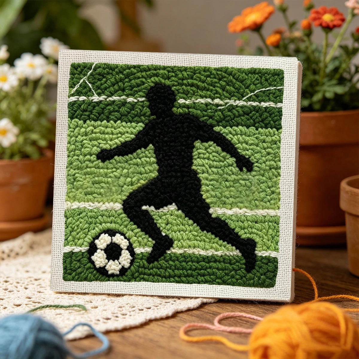1 Set Fußballspieler DIY-Stickerei-Set für Anfänger, Stick-Starter-Kit, Kreuzstich-Kunstgeschenk, Handarbeits-Bastelset – Detail 3