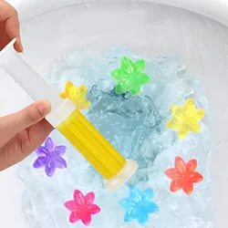 1/2Pcs Flower Toilet Cleaner Gel Syringe Aromatic Drain Toilet Cleaning Products Air Freshener Remove Odors Home Bathroom Tools