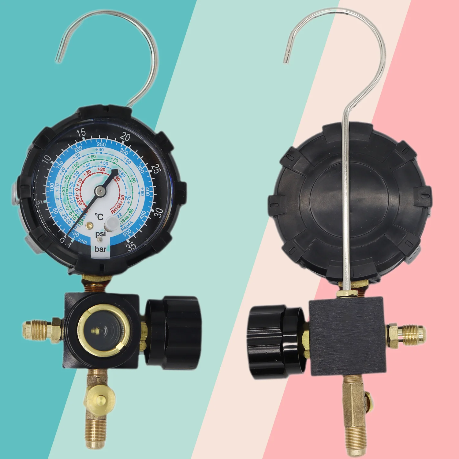 R134A Low Side Pressure Gauge R410A R22 R404A Single Manifold Gauge with Control Valve for Air Condition Refrigerant Charging