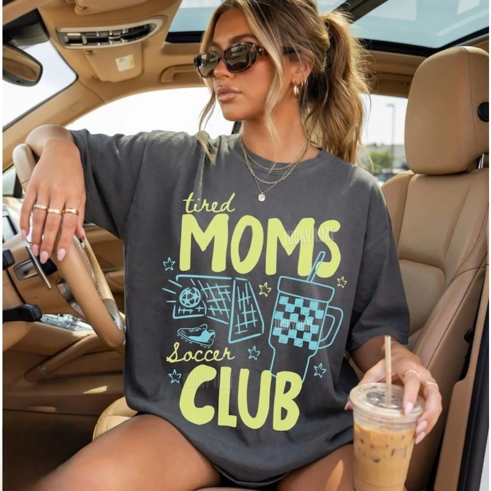 Tired Moms Soccer Club Shirt Sports Mama Shirt Soccer Moms Club Tees Trendy Game Day Tee Hand Drawn Sports Tees Gift for Mom