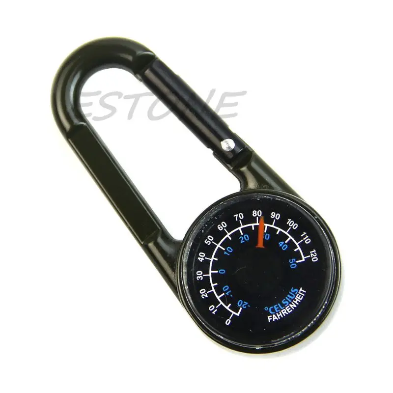 Outdoor Multifunctional Hiking Metal Carabiner Mini Thermometer Keychain 448D