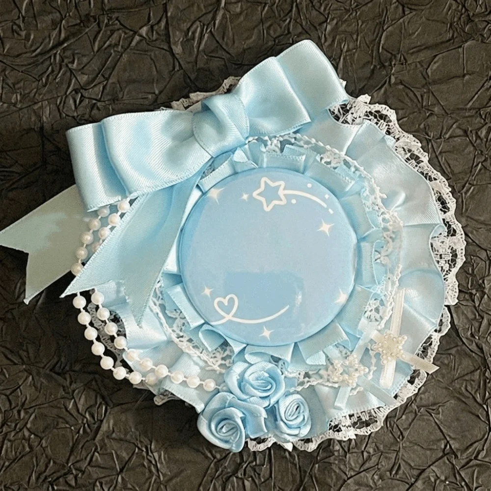 Ribbon Lace Itabag Badge Holder Bow Pins Display Lolita Badges Holder Decorations Handmade Badge Rosette Base Tray Ita Bag Fill