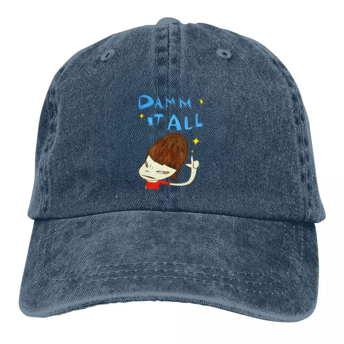 Yoshitomo Nara Damm It All Stuff Men Women Trucker Hat Distressed Denim Hats Cap Vintage Outdoor All Seasons Travel Snapback Hat