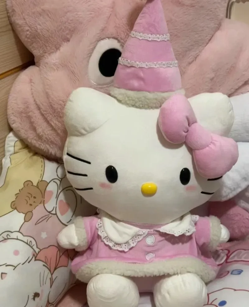 Kreskówka Anime seria świąteczna Hellokittys pluszowe zabawki Kawaii dekoracja sypialni ozdoby śliczna pluszowa lalka prezent dla dzieci