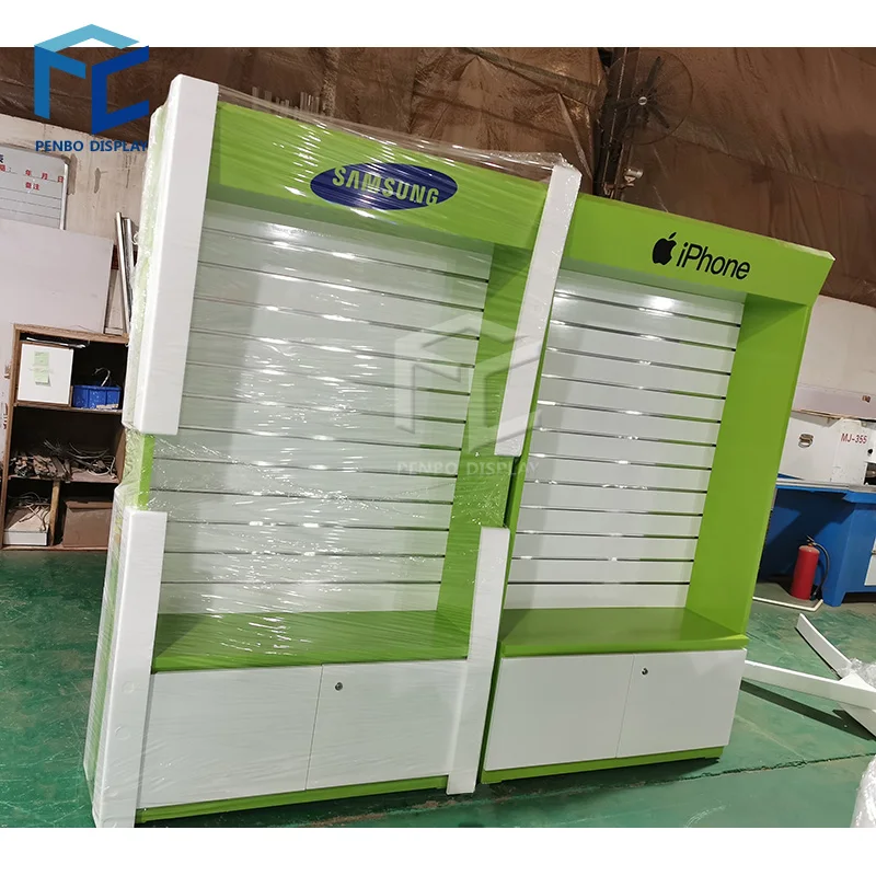 custom.Mobile Phone Repair Shop Furniture Accessories Electronic Store Wall Display Shelves Green Cell Phone Accessory Display R